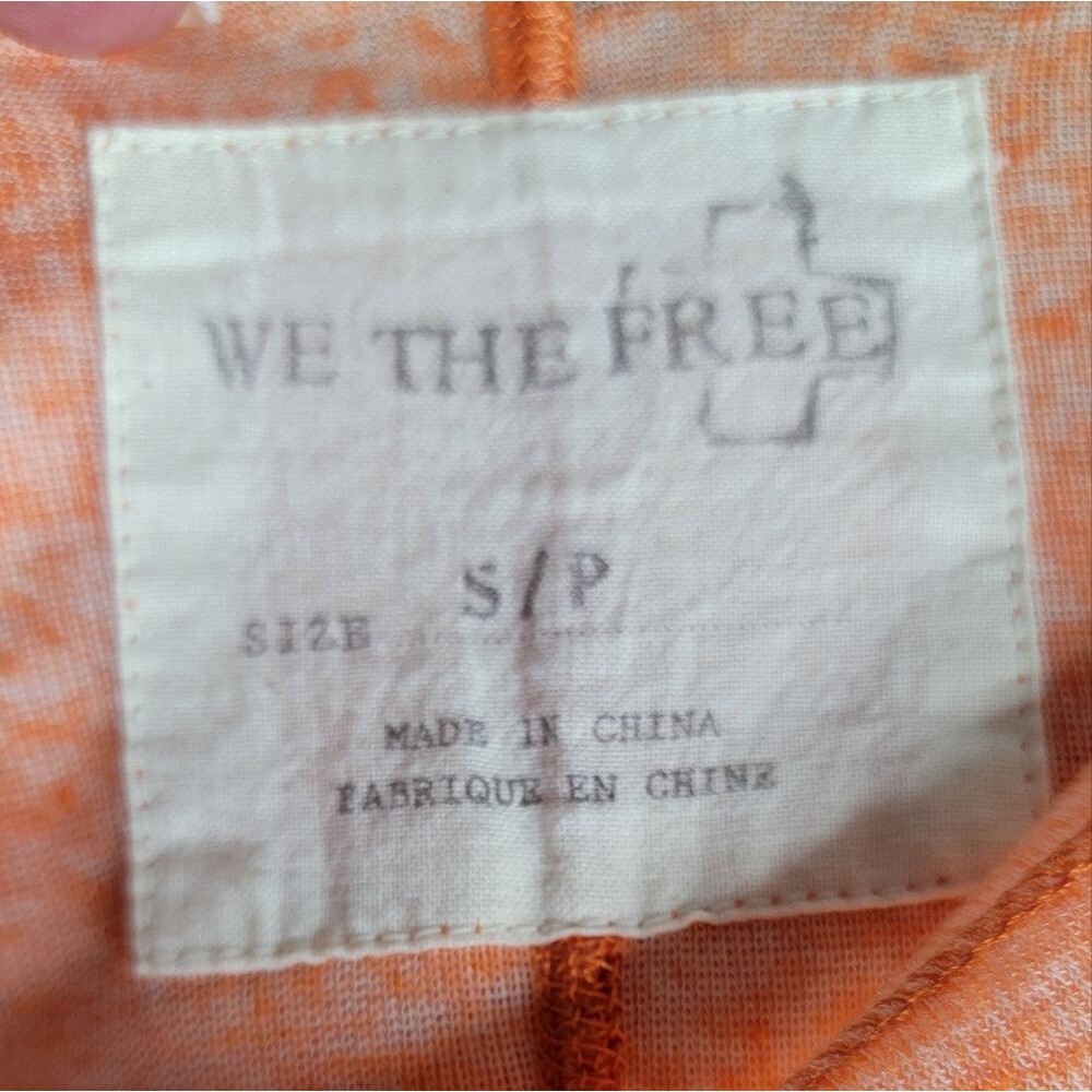 We the Free orange long sleeves top blouse size S boat neck light raw hem * - Picture 6 of 7